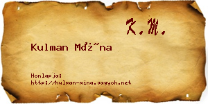 Kulman Mína névjegykártya